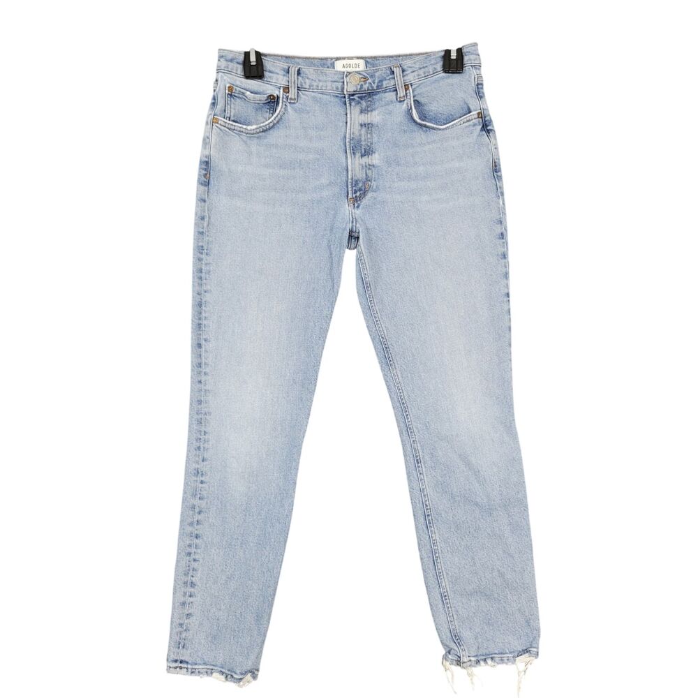 AGOLDE Willow Mid Rise Slim Crop Stretch Denim Blue Jeans Organic Cotton SIZE 30